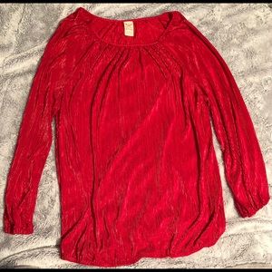 Ribbed Shiny Red Faded Glory Blouse